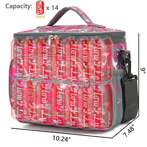 FlowFly Insulated Reusable Lunch Bag Adult Large Lunch Box for Women and Men with Adjustable Shoulder Strap,Front Zipper Pocket and Dual Large Mesh Side Pockets,Graffiti - color: Graffiti