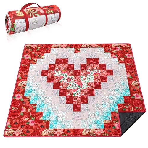 Supfitness Extra Large Picnic Blankets Waterproof Foldable (80 "x 80") Beach Blanket Waterproof Sandproof,3-Layer Thicking Mat Outdoor Packable Camping Blanket - color: Flower-8, size: 6'8" x 6'8" (Square)