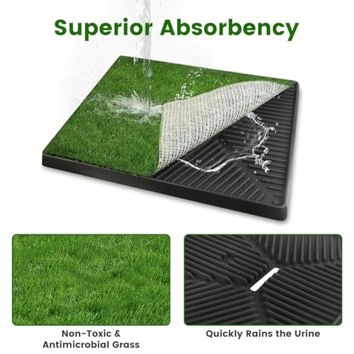 20 x 25 inches Dog Grass Pee Pads, 3-Layer Artificial Fake Grass Rug Pad for Puppy Potty, Washable Training Pad with Tray, Grass Mat for Dog Indoor Outdoor Use, Easy to Clean