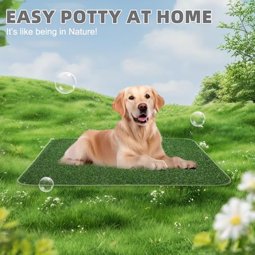 KOOLTAIL Dog Grass Pad with Washable Pee Pads for Puppy Potty Tray,2 Pack 20"*25" Soft Artificial Turf Multipurpose Reusable Grass Patch Pads for Dogs Litter Box, Leakproof for Doggie Training Indoor - size: 20" X 25" (2 Pack)