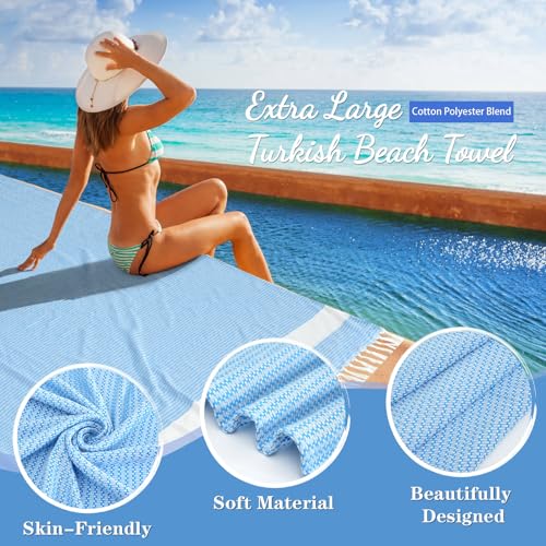 Genovega Oversized Giant Turkish Beach Towel Blanket Extra Large XXL Lightweight Quick Dry Sand Free Boho Throw Pool Cloud Sandrpoof Blankets Women Men Big Jumbo Wide 2 Person Size Dot Beiges