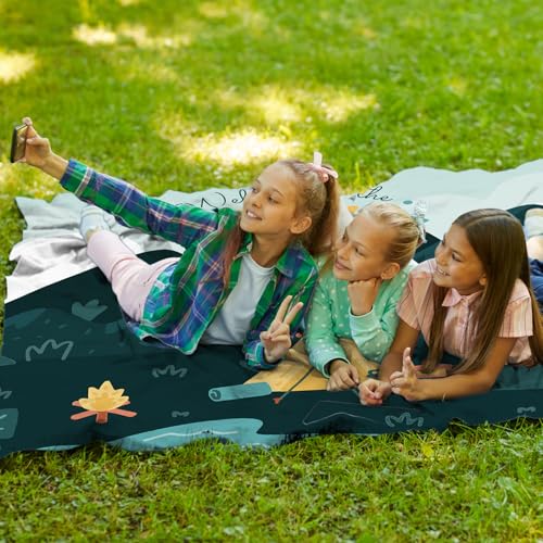 Camping Pocket Picnic Blankets, Camp Mini Beach Camping Blanket Waterproof Sandproof, Welcome to The Adventure RV Outdoor Picnic Blanket Mat Gifts for Camper Campsite Travel Hiking 55x60in - color: Hill