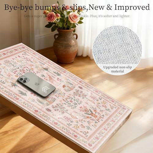 Pink Rug Door Mat Indoor Entrance, 2x3 Rug Washable Boho Floral Botanical Animal Small Area Rug, Non-Slip Low Pile Throw Rugs for Kitchen Front Door Indoor Entrance Entry, Laundry, Bathroom - color: B#beige (Animal), size: 2' x 3' (Rectangular)