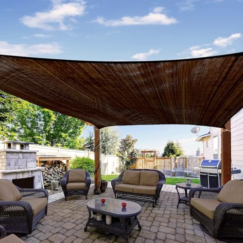 Quictent 20x16ft 185G HDPE Rectangle Sun Shade Sail Canopy 98% UV Block Outdoor Patio Garden with Hardware Kit (Brown) - color: Brown, size: 20 x 16 ft, style: Rectangle