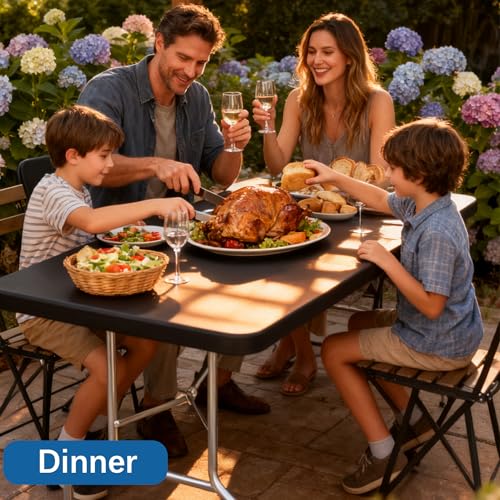 6FT Picnic Black Spandex Table Cloth - 1 Pack Fitted Rectangle Tablecloth for Folding Tables, Washable Table Cover for Outdoor, Camping, Picnic, Banquet and Party(30" x 72") - color: Black-6ft