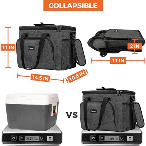 OPUX Soft Cooler Bag, Insulated Collapsible Lunch Cooler Tote for Men Work Camping Beach Travel, Portable Soft Sided Leakproof Waterproof Large Lunch Bag Box with Shoulder Strap 40 Cans, Charcoal Gray - color: Charcoal, size: 40 Cans