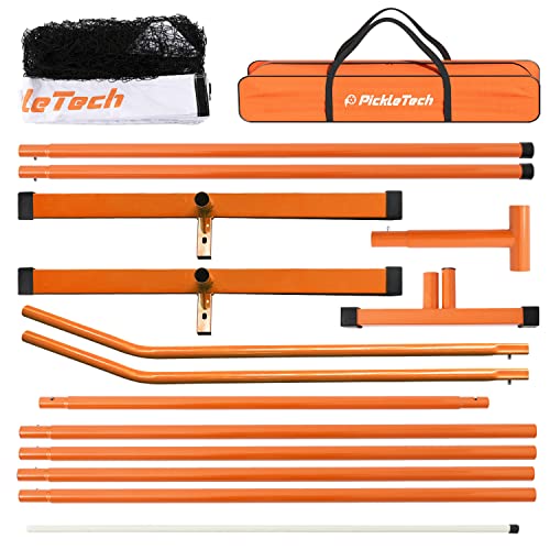 PICKLETECH 4.0 Slim Version Portable Pickleball Nets Outdoor Game 22 FT Pickleball Net-USAPA Regulation Size-Pickle Ball Net System with Carrying Bag for Driveway - color: Orange, size: 22ft-4.0slim