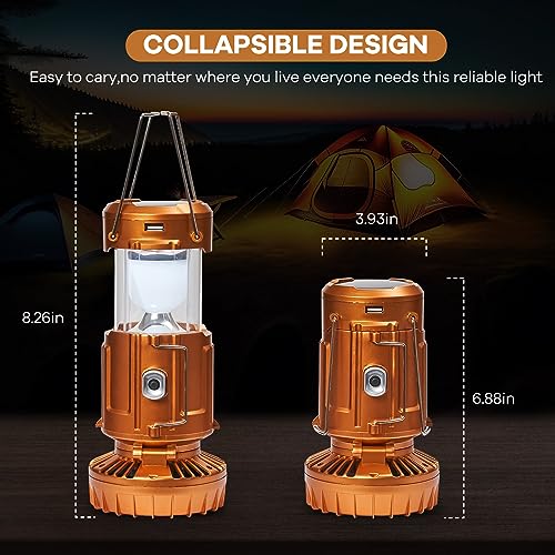 5-in-1 Solar Light and Fan (Gold) - Rechargeable Lantern with Phone Charger & Portable Power for Hurricane, Emergency, Camping, Power Outage - style: Classic – Gold