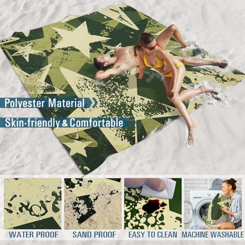 Famstar Beach Blanket Sandproof Waterproof 78''×81''1-5 Adults Oversized,Compact Lightweight Durable Beach Mat for Travel Camping Hiking Picnic Blanket - color: Star, size: 78''×81''
