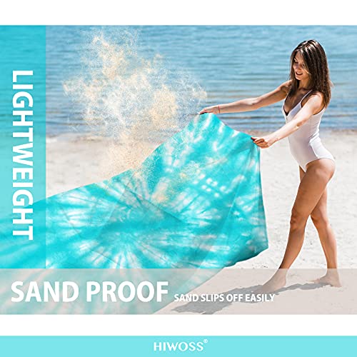Beach Blanket Waterproof Sandproof Oversized 95”x 80”,Sand Free Beach Mat with Corner Pockets,Portable Mesh Bag for Beach Festival,Picnic,Travel and Outdoor Camping (Tiffany) - color: Tiffany