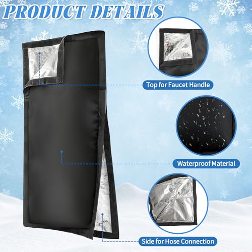Outdoor Faucet Covers for Winter, 24.8"H×13.4"W - Waterproof Oxford Fabric Water Faucet Cover, Freeze Protection Outdoor Faucets Hose Bibs for Wall Taps Garden, Lawn, and Sprinkler Systems - size: 24.8×13.4inch
