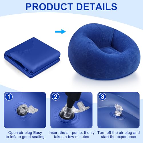 Realspring Inflatable Bean Bag Chairs for Adult Blow up Chairs Lazy Sofa Folding Portable Inflatable Chair for Movie Outdoor Room Bedroom Reading Camping(Blue) - color: Blue
