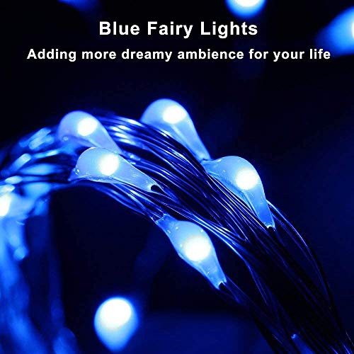 Blingstar USB Powered Fairy Lights, 2 Pack 33Ft 100 LED, Flexible Silver Wire, Mini String Lights for Indoor Christmas Tree/Halloween/Bedroom/Dorm/Party Decoration, Blue - color: Blue