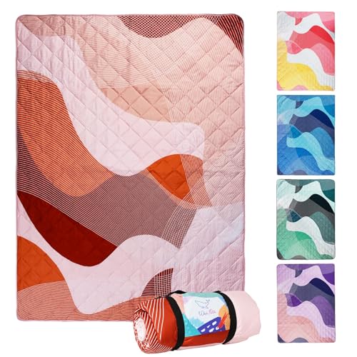 Whale Flotilla Extra Large Waterproof Picnic Blankets 60"x80", Foldable Lightweight Outdoor Blanket for Camping, Hiking, Traveling, Soft Portable Easy to Clean Picnic Mat for Beach Grass Park, Brown - color: Brown