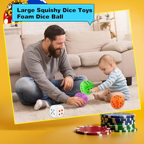 4 Pcs Jumbo Foam Dice Set 4 Inch Large Rounded Edge Playing Dice for Classroom Games Party Activities Kids Learning Math Indoor Outdoor Play (Color Style 3) - color: Color Style 3