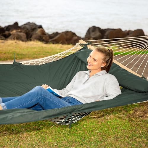 SUNCREAT Hammocks Replacement Hammock for Stand, 475 lbs Capacity, Two Person Backyard Hammock with Pad for Outside, Green Gray - color: Green Gray