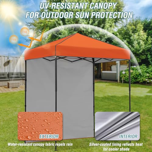 EAGLE PEAK 6x4 Instant Pop Up Canopy Tent with 1 Side Wall Panel, Straight Leg Sun Shelter, Portable Canopy with Carry Bag for Camping, Beach & Sports, Orange - color: Orange, size: One Wall