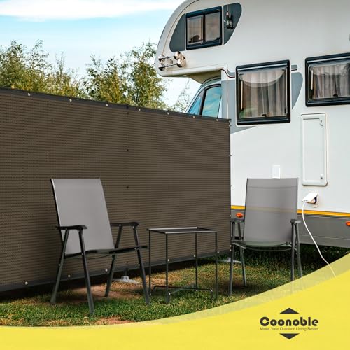 5' x 2' Brown Outdoor Privacy Screen Freestanding 240 GSM Privacy Fence Panels for Outside, Pool Fences with Poles, Backyard Temporary Fencing, Privacy Wall Ground Pole Fence - color: Brown, size: 5' x 2'