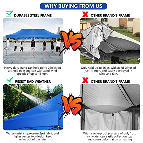 COBIZI 10x20 Heavy Duty Pop Up Canopy Tent with 6 Sidewalls Thicken Frame, Commercial Easy Up Outdoor Wedding Party Tents, All Season Waterproof Windproof with Stakes Sandbags Ropes Roller Bag, Uranus - color: Uranus, size: 10x20