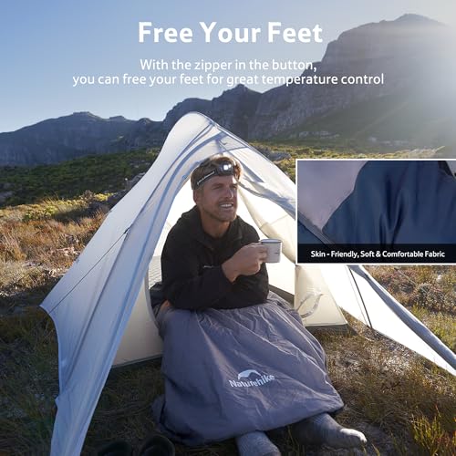 Naturehike Lightweight Compact Sleeping Bag, 59℉/32℉ Envelope Ultralight Backpacking Sleeping Bag Portable, Waterproof with Compression Sack for Cold&Warm, Camping, Traveling, Hiking - color: Blue