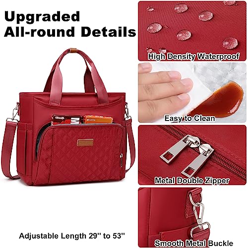 AIJIEKE Extra Large Lunch Bag for Women & Men, Insulated Leakproof Lunch Box for Work, Reusable Adult Lunch Tote with Shoulder Strap, Multi-Pocket Cooler Bag for Office, Picnic, Beach, Red - color: Red