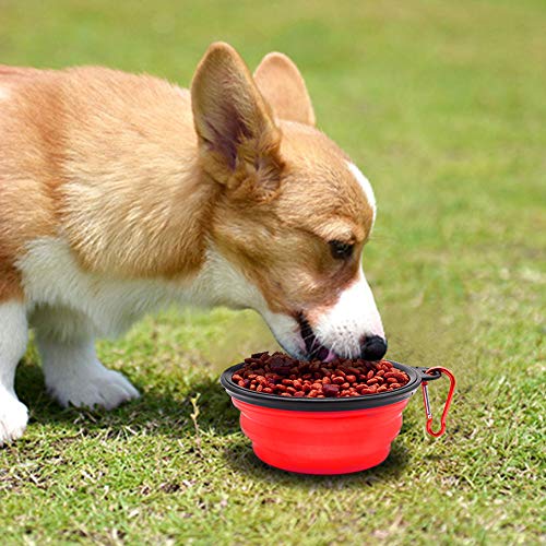 Dog Bowl Pet Collapsible Bowls, 2 Pack Collapsible Dog Water Bowls for Cats Dogs, Portable Pet Feeding Watering Dish for Walking Parking Traveling with 2 Carabiners (Small, Blue+Red) - color: Blue+Red, size: Small
