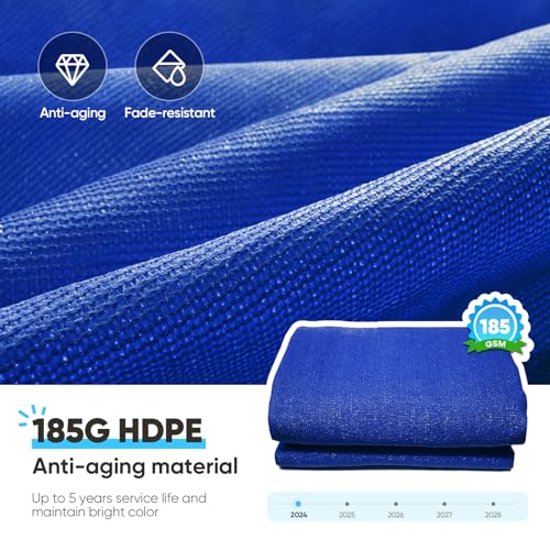 Quictent 20x16ft 185G HDPE Rectangle Sun Shade Sail Canopy 98% UV Block Outdoor Patio Garden with Hardware Kit (Blue) - color: Blue, size: 20 x 16 ft, style: Rectangle