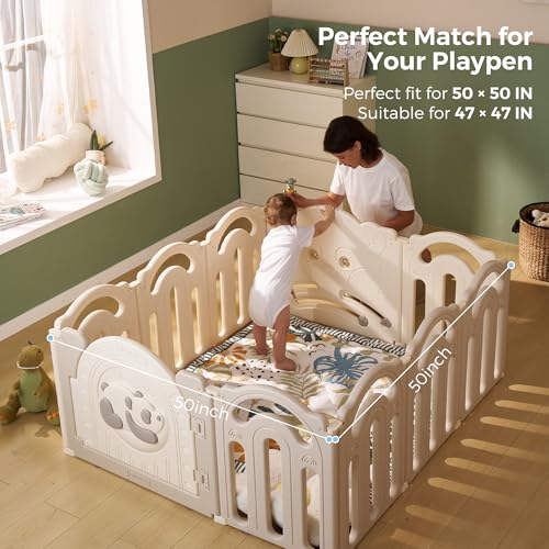 Momcozy Baby Play Mat for Floor, 50"x50" Thickened Playpen Mat, Playmate for Baby Tummy Time, Waterproof & Non-Slip, Foldable Outdoor Mat with Carrying Handle, Forest World - color: Forest World