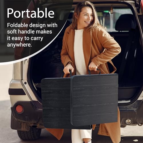 4 Feet Foldable Table Adjustable Height with Built in Handle, Steel Legs | 4FT Heavy Duty Portable | Perfect for Party Dining Wedding Events Picnic Indoor Outdoor Camping Utility Folding - 4 Foot - color: Black, size: 4 FT