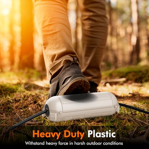 RESTMO 2 Pack Compact Outdoor Extension Cord Cover, IP44 Waterproof Box and Safety Housing Case, Ideal to Protect Outdoor Plugs, Electrical Connections, Holiday Decoration Lights, Size Small, Almond - color: Almond, size: 2 Pack