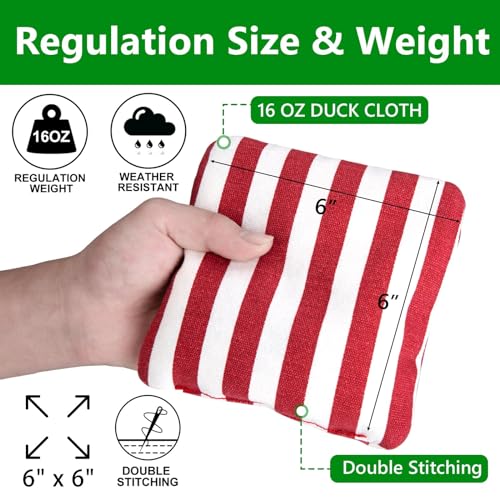 EunHo Cornhole Bags Set of 8 Regulation Size & Weight Corn Hole Bean Bags Official Professional All Weather for Tossing Game with Carry Case - color: American Flag