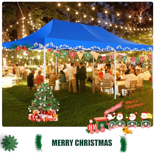 COBIZI 13x26 Heavy Duty Pop Up Canopy with 6 Sidewalls Party Tent Outdoor Wedding Large Event Tent with Roller Bag for Garden Lawn Waterproof UPF 50+ Easy Up, Blue (Framework Upgraded) - color: Blue, size: 13x26 With 6 Sidewalls