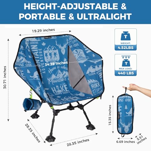 ATEPA UFO3.0 Ultralight Backpacking Chair, 330 lbs Heavy-Duty Aerospace Aluminum Folding Camp Chair with Hexagon Ergonomic Seat Anti-Sink Feet, Compact Portable Outdoor Gear for Hiking Fishing, Blue - color: Blue Trail Pro- 1 Pack