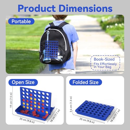 Pup Go Standard Size 4 in a Row Board Games for Kids Ages 3 for Boys Girls Teens, Classic Family Game Educational Toy, Portable 2-Player Strategy Games, 6 Spare Discs Included - color: Standard Size