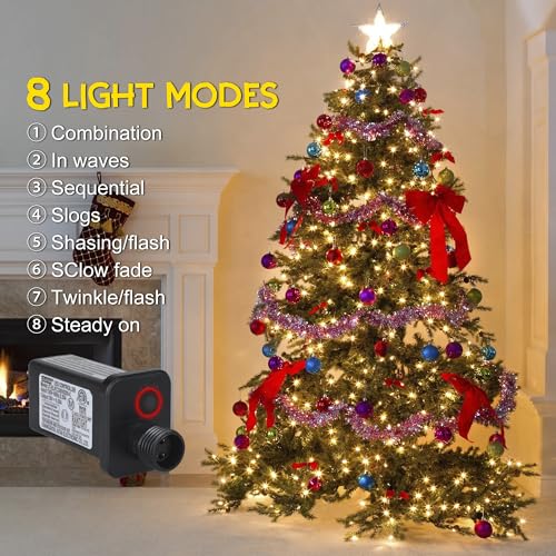 weillsnow 164Ft 500 LED Christmas Lights, Waterproof 8 Twinkle with Memory Functions Christmas Tree Lights for Indoor Outdoor Christmas Tree Garden Decoration (Warm White) - color: Warm White, size: 164FT