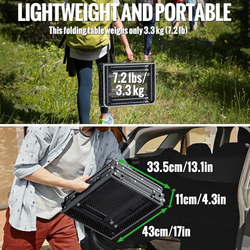 GARLLEN Folding Grill Table, 3-Height Adjustable Lightweight Grill Table with Heat-Resistant Tabletop, Portable Aluminum Camping Table for BBQ, Picnic, Cooking, 35.4" L x 15.7" W, Threaded Install - color: Black, size: Tabletop Size: 35.4"L x 15.7"W