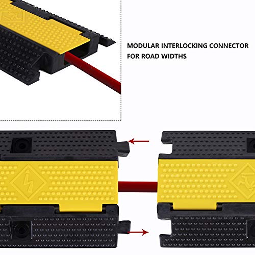 2 Pack Rubber Cable Ramp Hose Cable Protector Ramp 1 Channel 22000Lbs Load Capacity Traffic Speed Bump Wires Power Lines Extension Cord Cover for Indoor Outdoor - color: 22000lbs-1channel-2pack