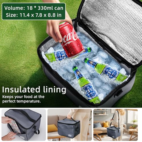 Picnic Basket for 2 with Table and Blanket, Collapsible Cooler Bag Insulated, Picnic Set for Beach Picnic Hamper Picnic Date Essentials for Outdoor Picnic Accessories Bridal Shower Gift - color: Grey Lining