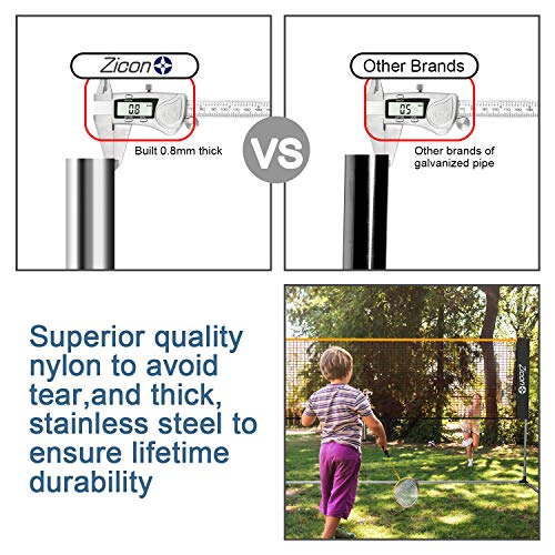 Portable Tennis Net,Stainless Steel Poles Badminton Net Set Adjustable Height Nylon Net with Carry Bag, for Kids Volleyball, Pickleball,Soccer, Indoor, Outdoor Court, Backyard, Beach, Driveway - size: 20 FT