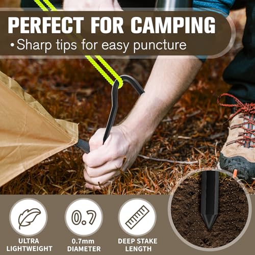 10Pcs Metal Tent Pegs with Hooks. 7 inches Durable Garden Stake Ground Anchors Awning Metal Hooks. Heavy Duty, Waterproof & rustproof, Ideal for Camping, Yard Decor, Picnic & tarp(Black) - color: Blcak-10pcs