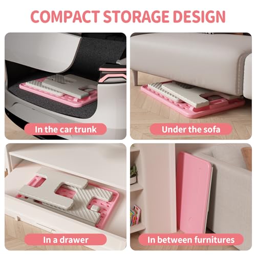 UNICOO Kids Folding Table, Toddler Activity Table for Study, Snack, Art Craft and Play, Portable Plastic Children's Table for Small Spaces, Home and Playroom - color: Pink