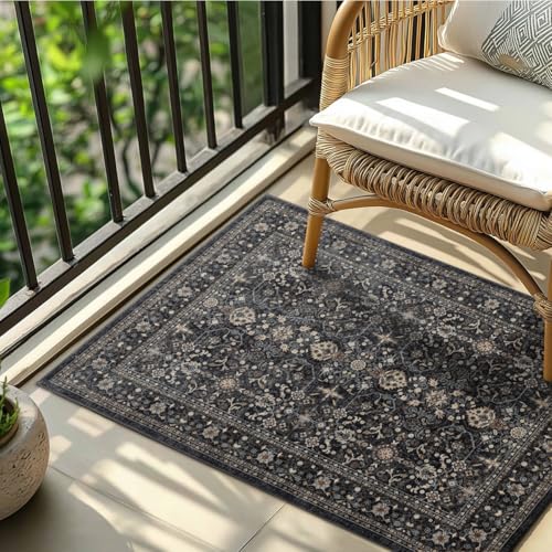 Ruaruarug Area Rug Non Slip Machine Washable Ultra Soft Living Room/Bedroom/Kitchen/Outdoor/Classroom Black Grey, 2'×3' - color: Dark Grey, size: 2' x 3' (Rectangular)