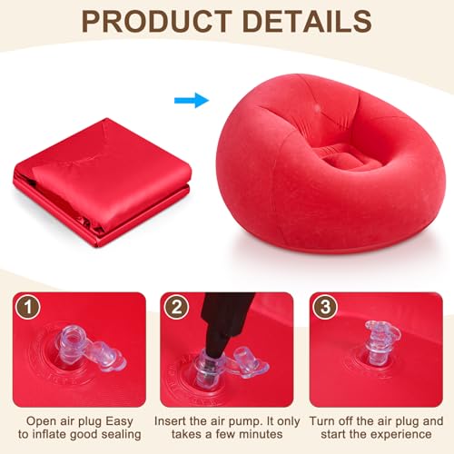 Realspring Inflatable Bean Bag Chairs for Adult Blow up Chairs Lazy Sofa Folding Portable Inflatable Chair for Movie Outdoor Room Bedroom Reading Camping(Red) - color: Red