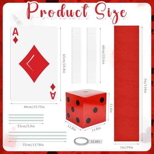 Casino Theme Party Decorations, Giant Poker Yard Sign with Large Casino Dice Boxes, Wonderland Lawn Sign for Poker Themed Party Decorations, Magician Birthday Decor Supplies