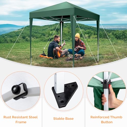 VINGLI 6.5x6.5 Pop Up Canopy Tent with Sidewalls, Outdoor Gazebo Canopy Tent, Patio Event Tents Outdoor Event Shelter for Parties (Green) - color: Green, size: 6.5x6.5