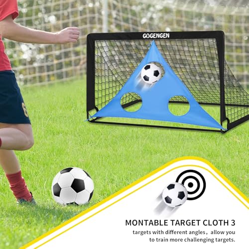 Soccer Goal, 2 of 6x4 Soccer Goals for Backyard with Soccer Net, Soccer Ball, Target, Cones, Soccer Training Equipment for Toddler Kids Youth - color: Black