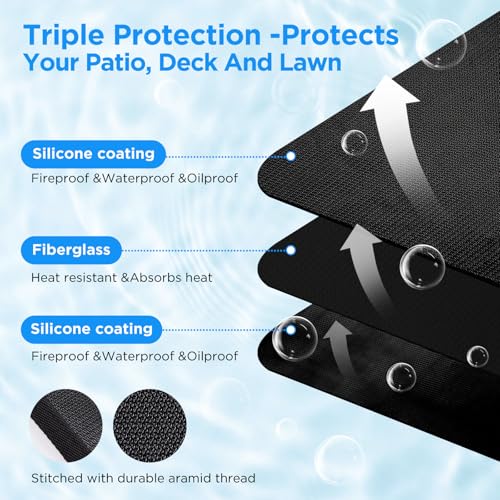 Large 76x52 inches Under Grill Mat for Outdoor Grill,Double-Sided Fireproof Grill Pad for Fire Pit,Indoor Fireplace Mat Fire Pit Mat,Oil-Proof Waterproof BBQ Protector for Deck and Patio - size: 76x52in(0.6mm)