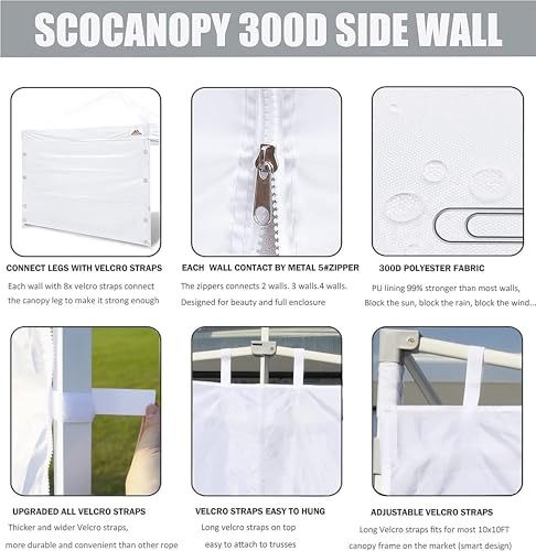 SCOCANOPY Door for 10x10 Canopy Frame Two Central Zipper Design for Easy Entry and Exit,1 Pack Sunwall Only,Khaki - color: Khaki, size: 10X10