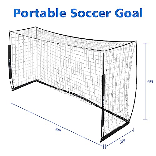 Storgem Soccer Goal,Soccer Net,Soccer Goals for Backyard,with Bow Frame,Collapsible Metal Base and 15 Training Cones - style: 8x6Ft