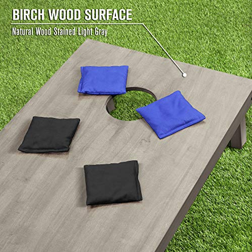 GoSports 4 ft x 2 ft Regulation Size Wooden Cornhole Boards Set - Includes Carrying Case and Bean Bags (Choose Your Colors) Over 100 Color Combinations - color: Black & Royal Blue